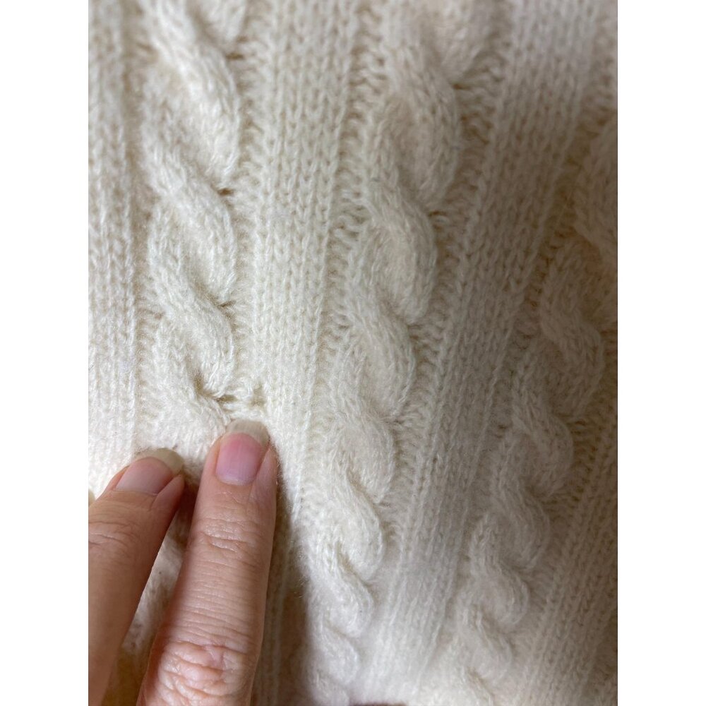 Bergdorf Goodman 100% Pure Cashmere Ivory Cable Knit Sweater Small - Picture 5 of 8